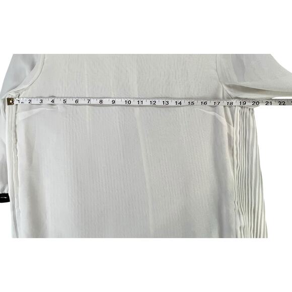 Ted Baker Jenya Blouse S Off White Black Pleated Peter Pan Collar Modest Chic - Picture 8 of 16